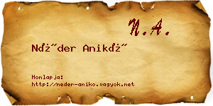 Néder Anikó névjegykártya